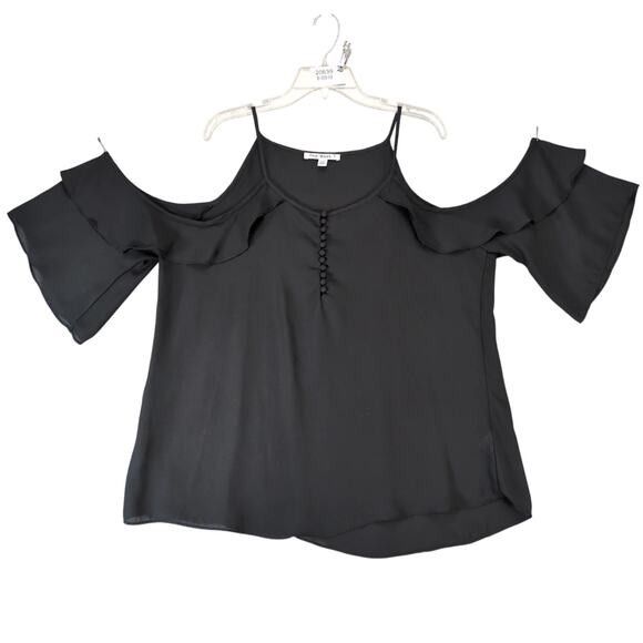 Say What? Black Sheer Off-Shoulder Cami Top Women's Plus 1X Whimsigoth Babydoll - Picture 1 of 10